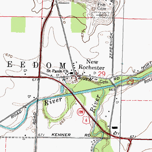 Topographic Map of New Rochester, OH