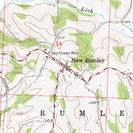 Topographic Map of New Rumley, OH