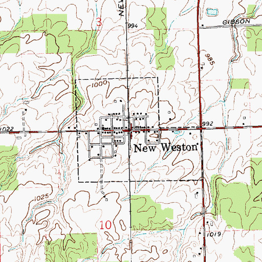 Topographic Map of New Weston, OH