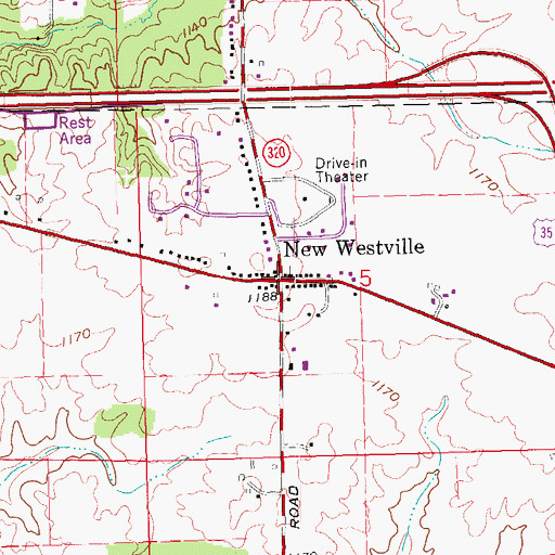 Topographic Map of New Westville, OH