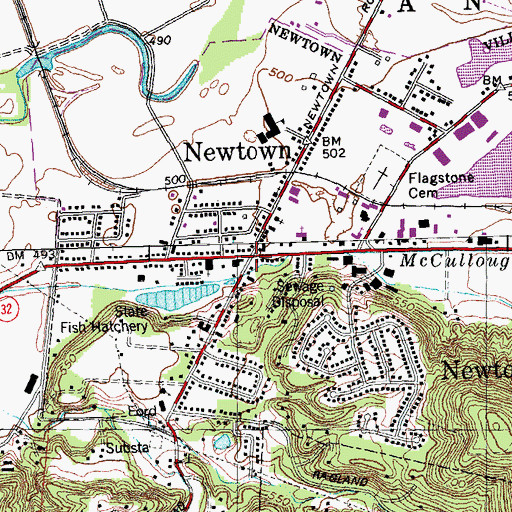Topographic Map of Newtown, OH