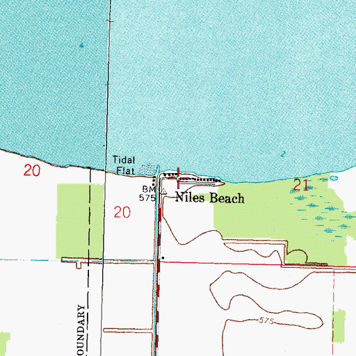 Topographic Map of Niles Beach, OH