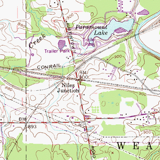 Topographic Map of Niles Junction, OH