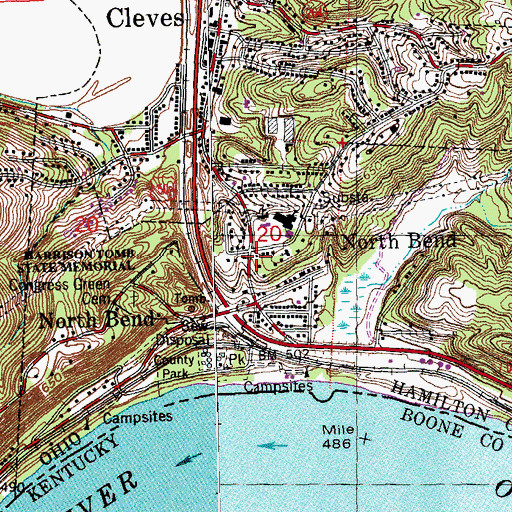 Topographic Map of North Bend, OH