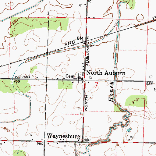 Topographic Map of North Auburn, OH
