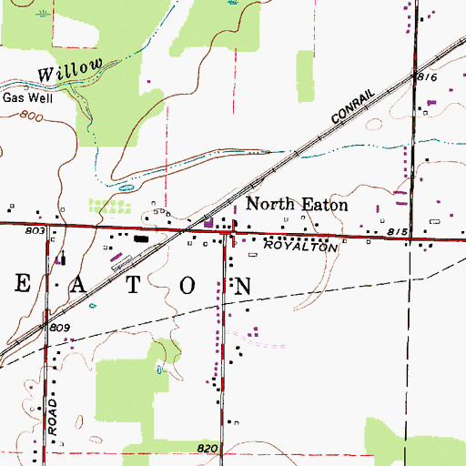 Topographic Map of North Eaton, OH