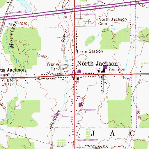 Topographic Map of North Jackson, OH