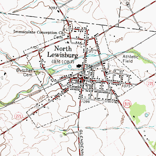 Topographic Map of North Lewisburg, OH
