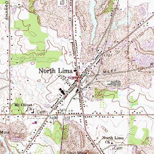 Topographic Map of North Lima, OH
