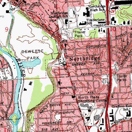 Topographic Map of Northridge, OH