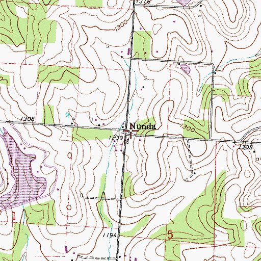 Topographic Map of Nunda, OH