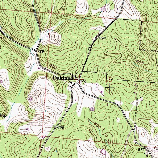 Topographic Map of Oakland, OH