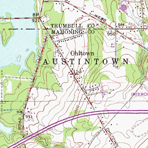 Topographic Map of Ohltown, OH