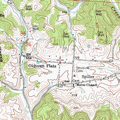 Topographic Map of Oldtown Flats, OH
