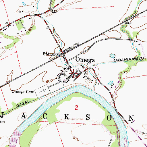 Topographic Map of Omega, OH