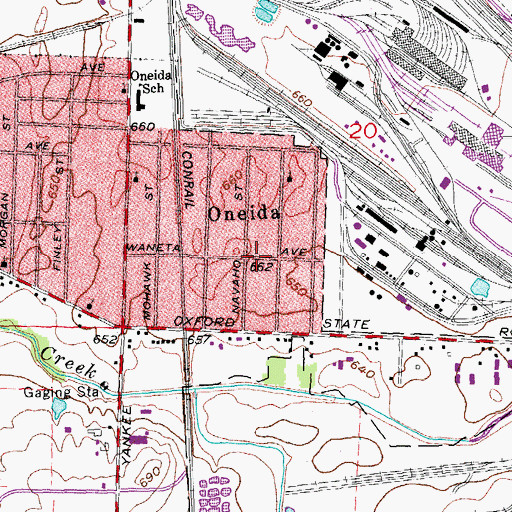 Topographic Map of Oneida, OH
