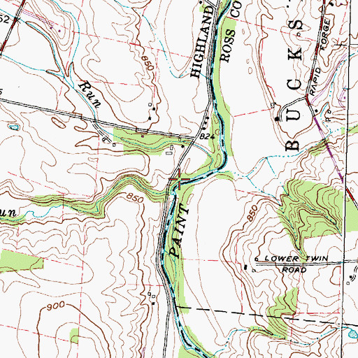 Topographic Map of Opossum Run, OH