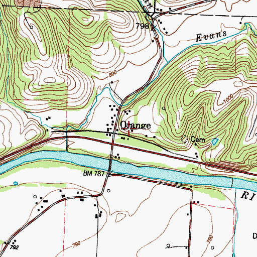 Topographic Map of Orange, OH
