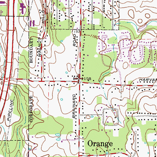 Topographic Map of Orange, OH
