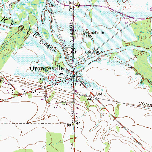 Topographic Map of Orangeville, OH