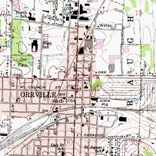 Topographic Map of Orrville, OH