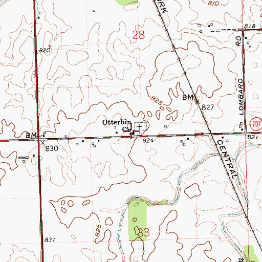 Topographic Map of Otterbin Church, OH