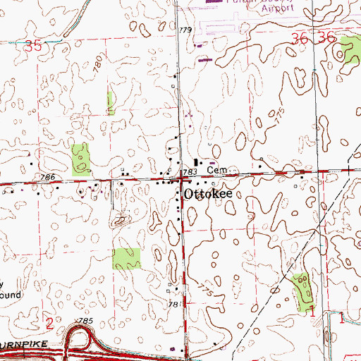 Topographic Map of Ottokee, OH