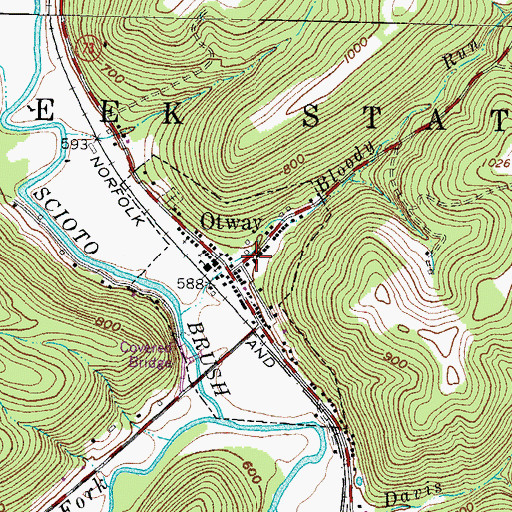 Topographic Map of Otway, OH