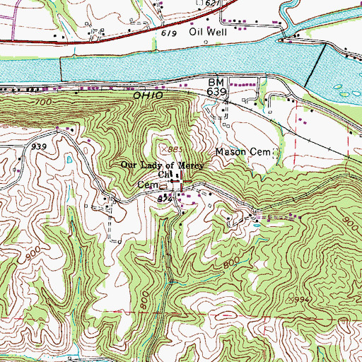 Topographic Map of Our Lady of Mercy Church, OH