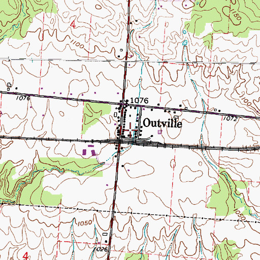 Topographic Map of Outville, OH