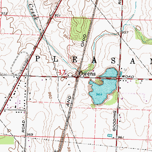 Topographic Map of Owens, OH