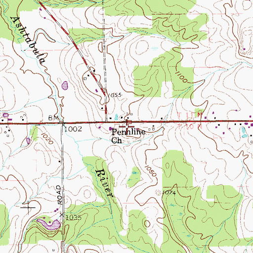 Topographic Map of Pennline Church, OH