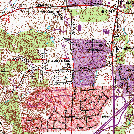 Topographic Map of Pleasant Run Presbyterian Church, OH