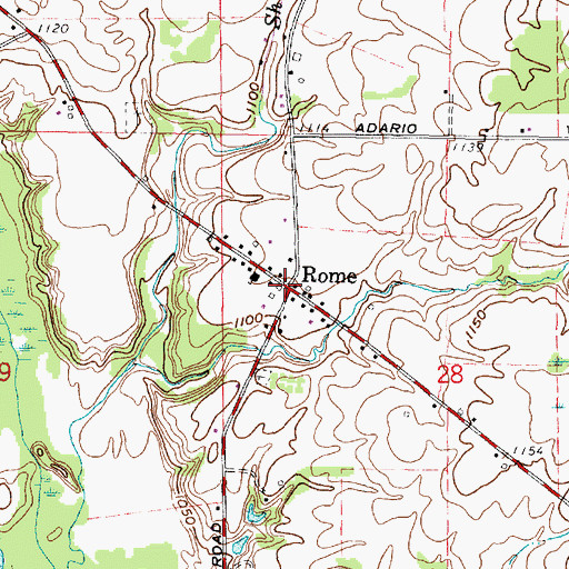 Topographic Map of Rome, OH