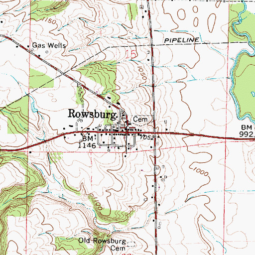 Topographic Map of Rowsburg, OH