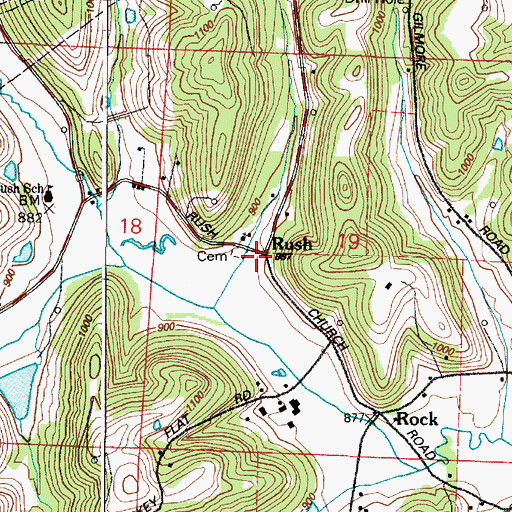 Topographic Map of Rush, OH