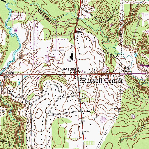 Topographic Map of Russell Center, OH