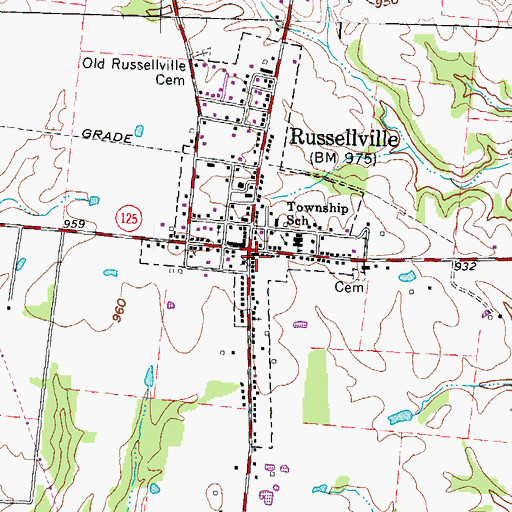 Topographic Map of Russellville, OH