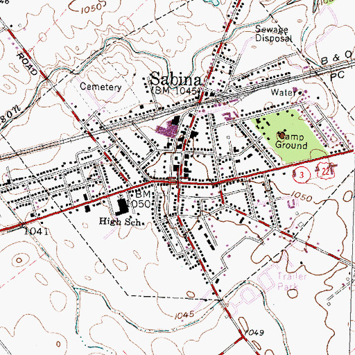 Topographic Map of Sabina, OH