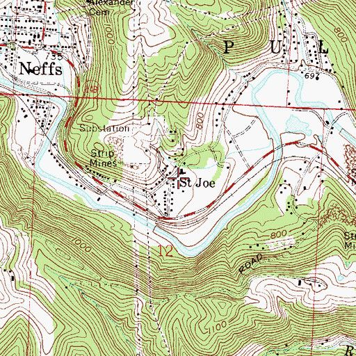 Topographic Map of Saint Joe, OH