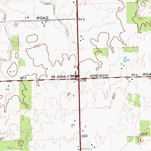 Topographic Map of Saint John Church, OH