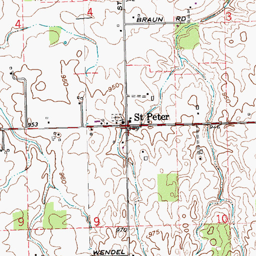 Topographic Map of Saint Peter, OH