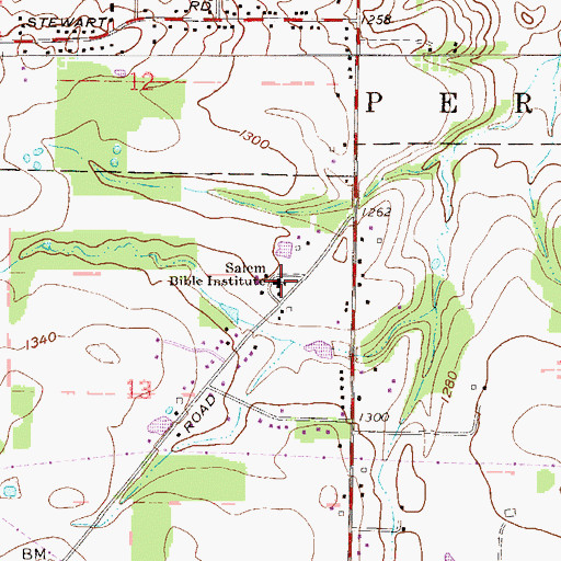Topographic Map of Salem Bible Institute, OH