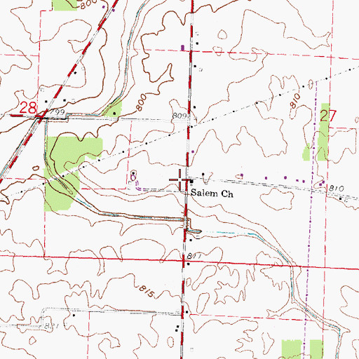 Topographic Map of Salem United Methodist Church, OH
