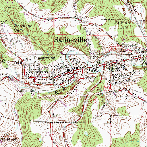 Topographic Map of Salineville, OH