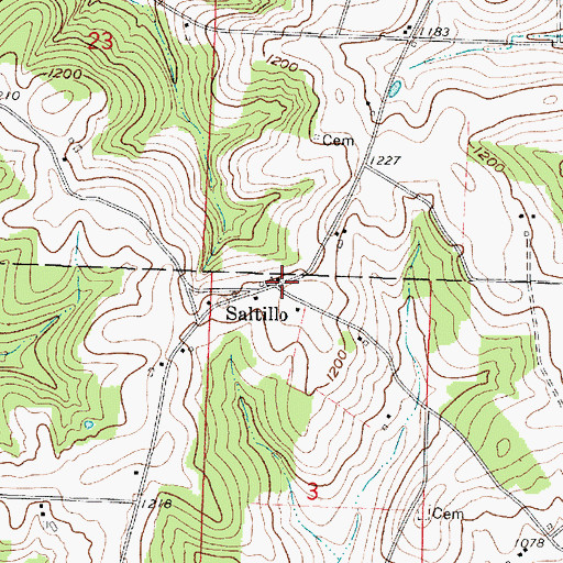 Topographic Map of Saltillo, OH