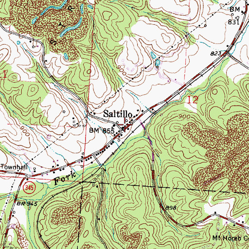 Topographic Map of Saltillo, OH