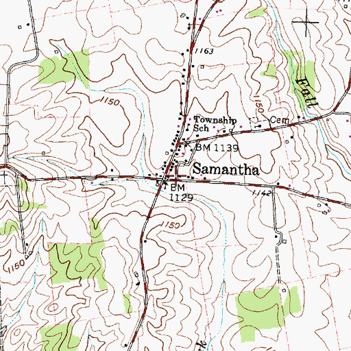 Topographic Map of Samantha, OH