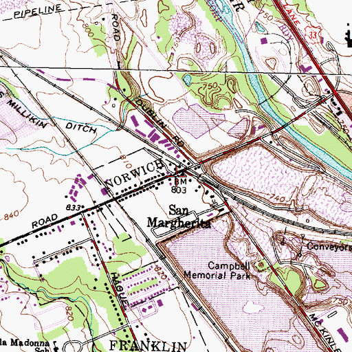 Topographic Map of San Margherita, OH