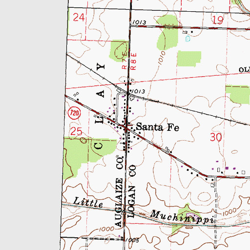 Topographic Map of Santa Fe, OH
